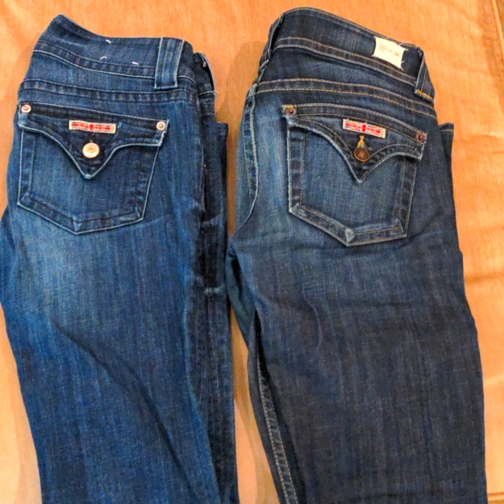 Two pairs of Hudson bootleg jeans size 25 and 26